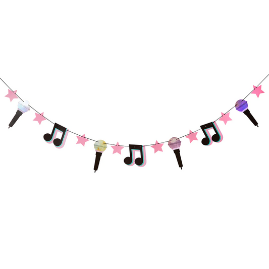 Dance Party Garland | Microphone and musical note iridescent garland