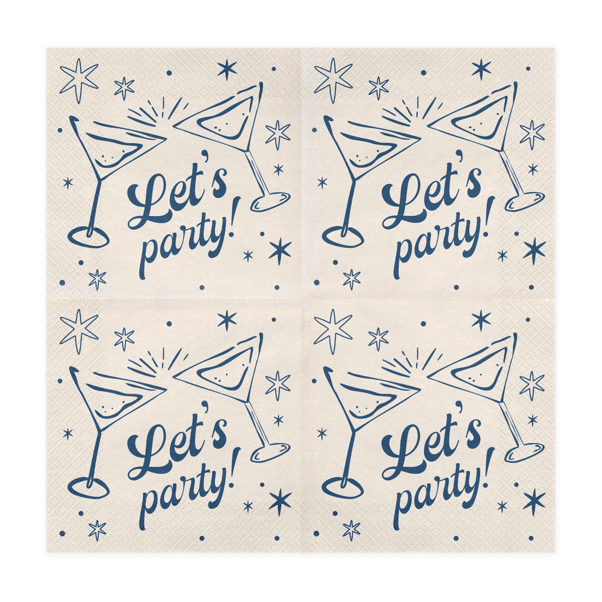 Let's Party Cocktail Napkins | Navy & Cream Party Napkins