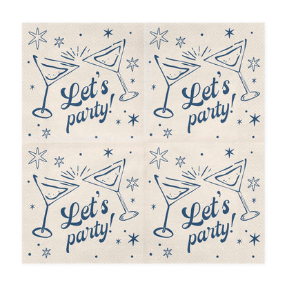 Let's Party Cocktail Napkins | Navy & Cream Party Napkins