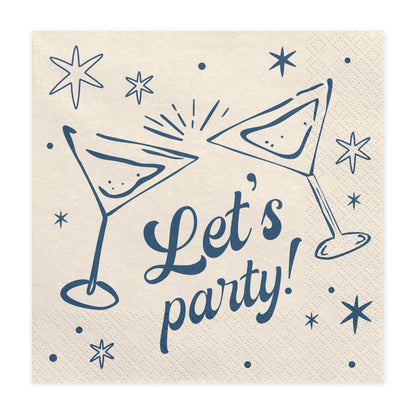 Let's Party Cocktail Napkins | Navy & Cream Party Napkins