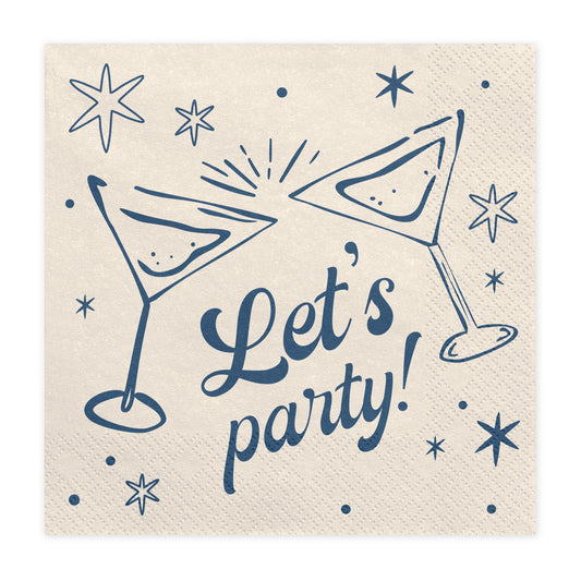 Let's Party Cocktail Napkins | Navy & Cream Party Napkins