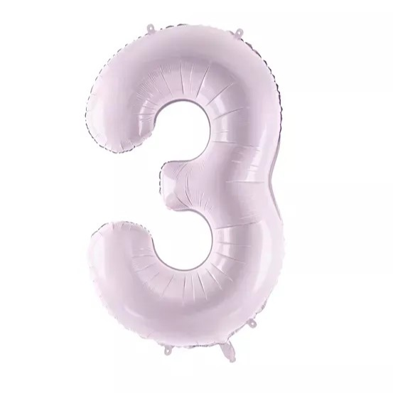 Lilac number 3 balloon on a white background
