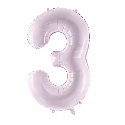 Lilac number 3 balloon on a white background