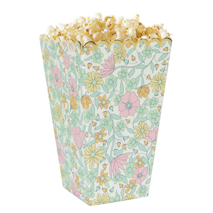 Madeleine scalloped floral popcorn and treat boxes with gold foil detail