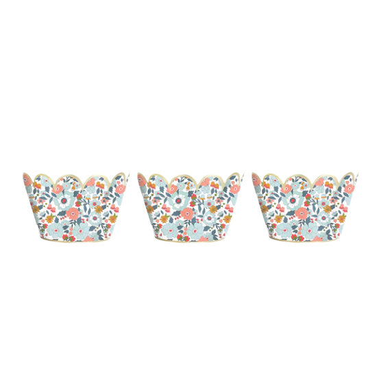 Margot scalloped floral cupcake wrappers with gold foil detail