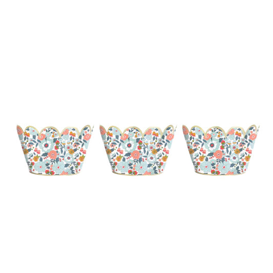 Margot scalloped floral cupcake wrappers with gold foil detail