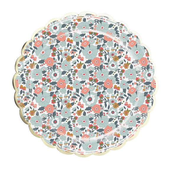 Margot scalloped floral party plates with gold foil detail