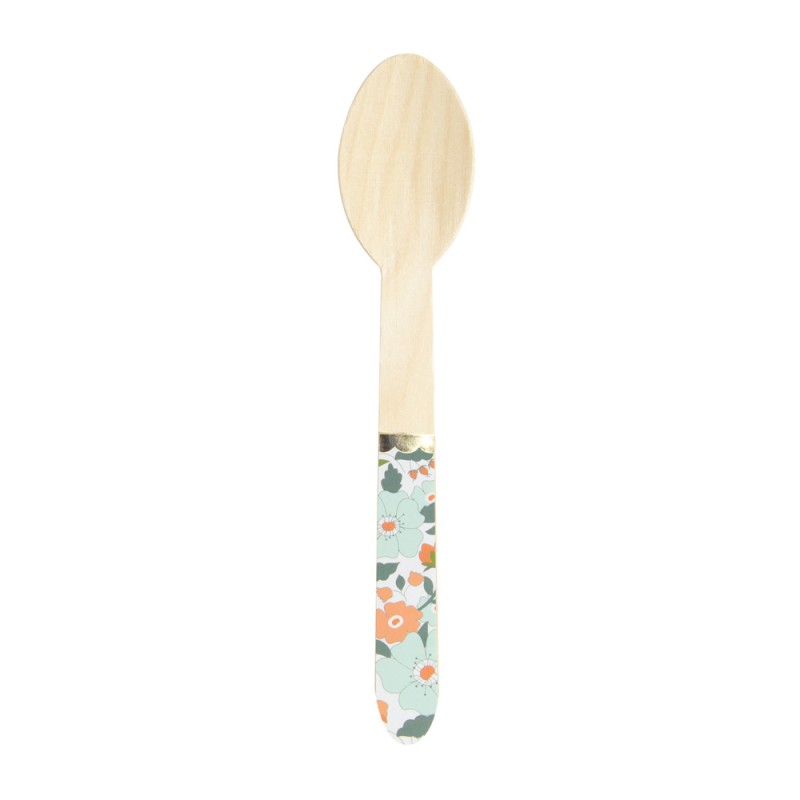 Margot Floral Print Disposable Wooden Spoons (8 Pack)