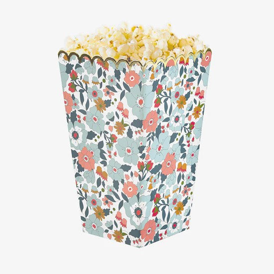 Margot scalloped floral popcorn and treat boxes with gold foil detail