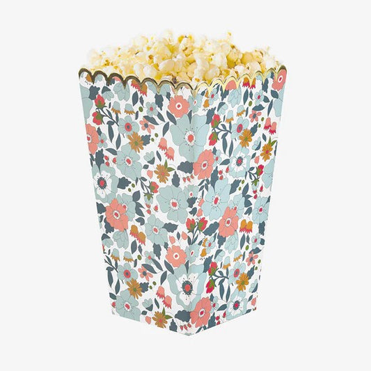 Margot scalloped floral popcorn and treat boxes with gold foil detail