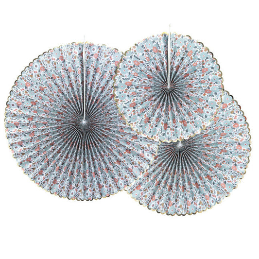 Margot scalloped floral paper fan rosettes with gold foil detail