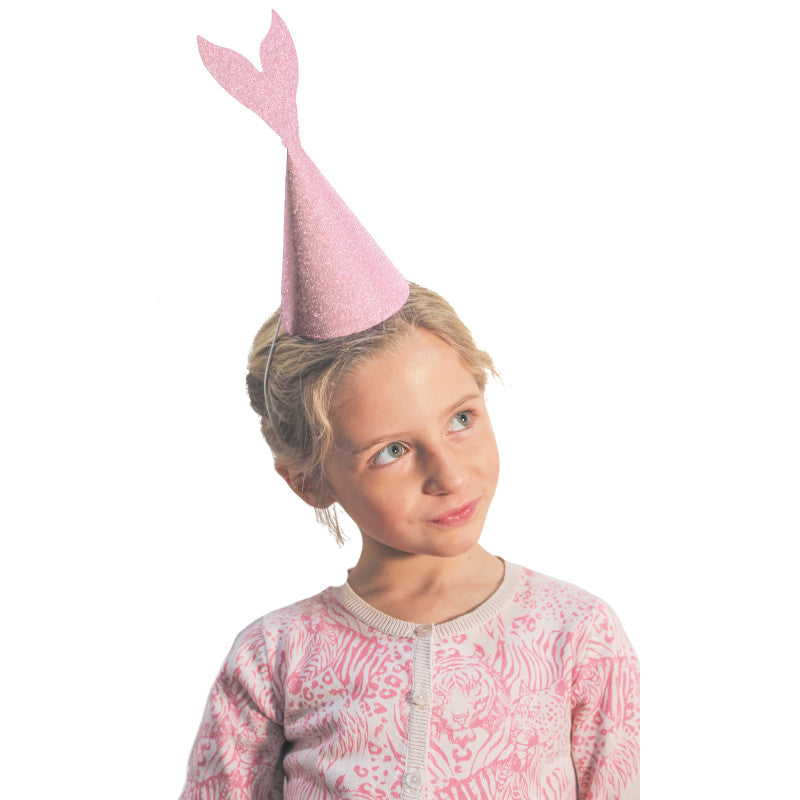 Mermaid Party Hats Pink and Silver Glitter