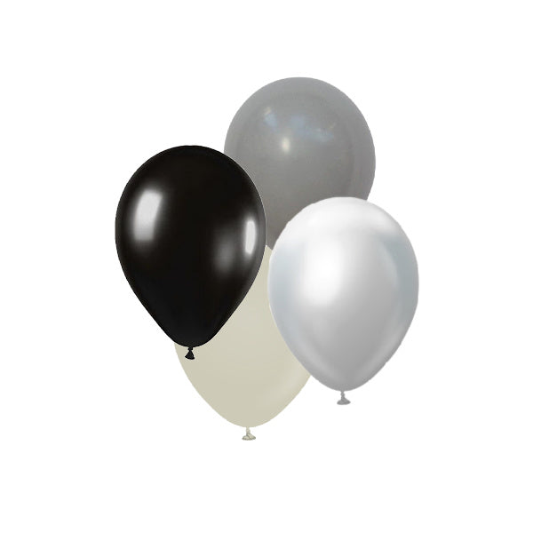 Bunch of black, white, and gray. Monochrome balloons for a halloween party