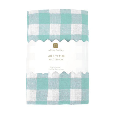 Mint Gingham Fabric Tablecloth