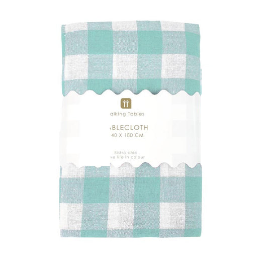 Mint Gingham Fabric Tablecloth