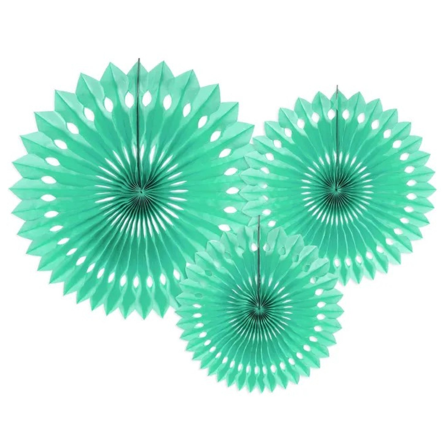 Mint Paper Fans Set Of 3 Fan Decorations
