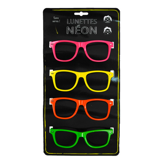 Pack of 4 Neon Party Glasses | Bright & Sturdy Glow Glasses for Adults & Kids