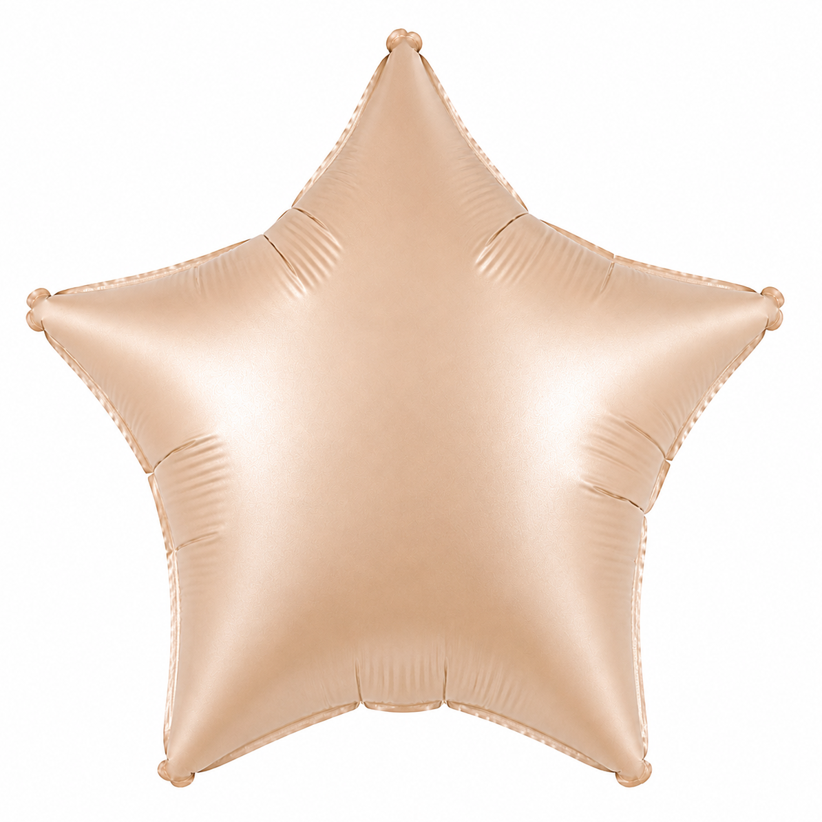 A metallic star-shaped foil balloon in a nude color, isolated on a solid white background.