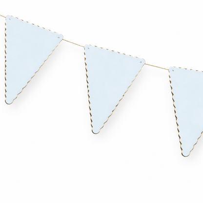Pale Blue Scalloped Floral & Gold Bunting Garland