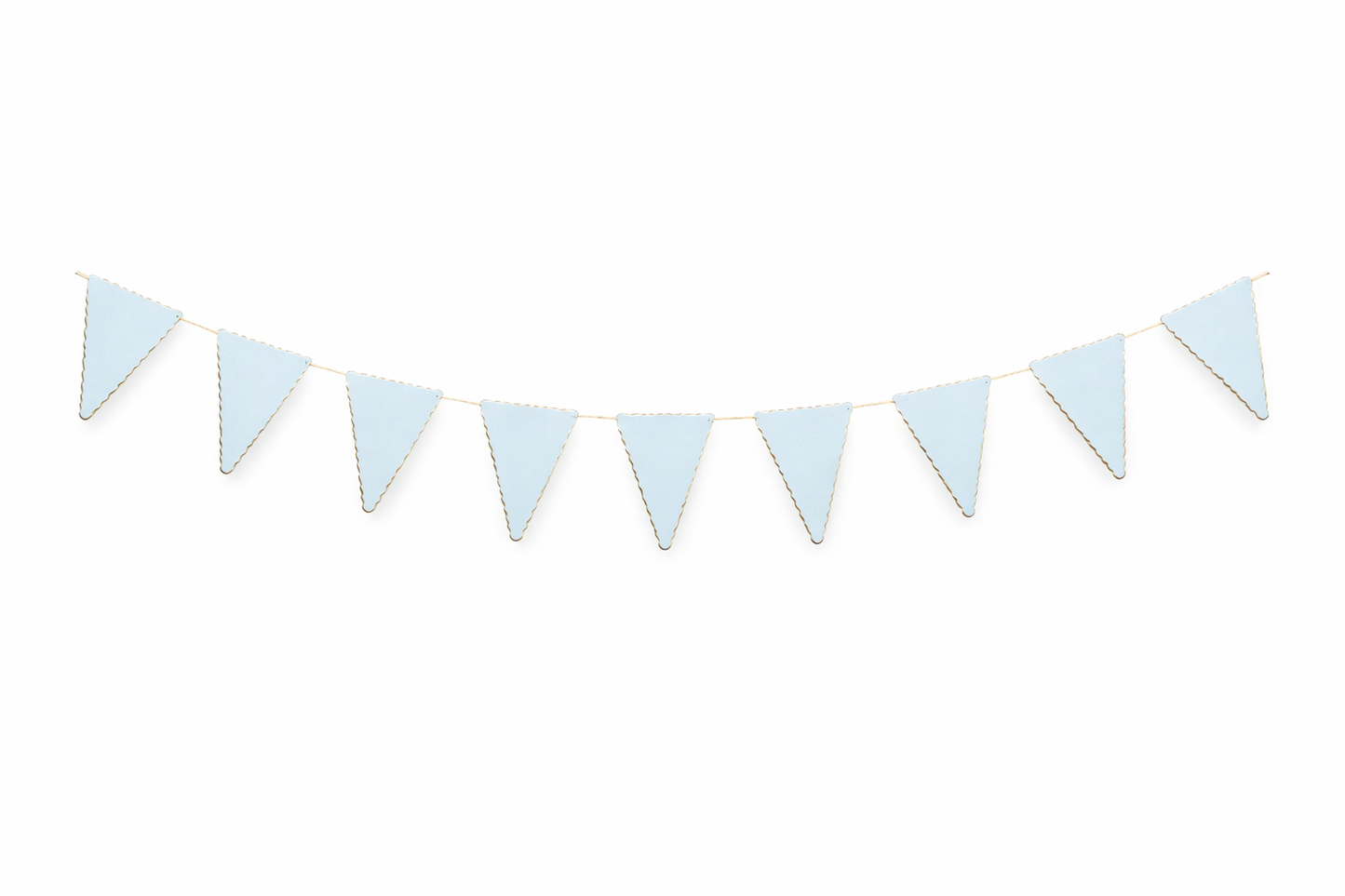 Pale Blue Scalloped Floral & Gold Bunting Garland