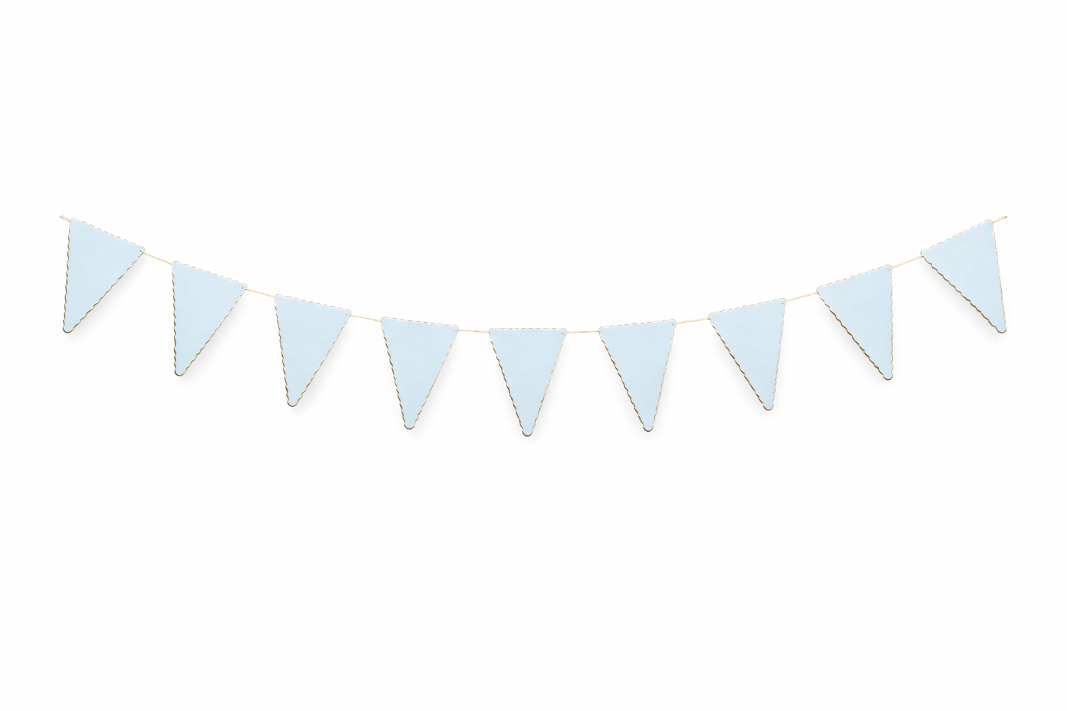 Pale Blue Scalloped Floral & Gold Bunting Garland