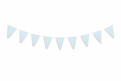 Pale Blue Scalloped Floral & Gold Bunting Garland