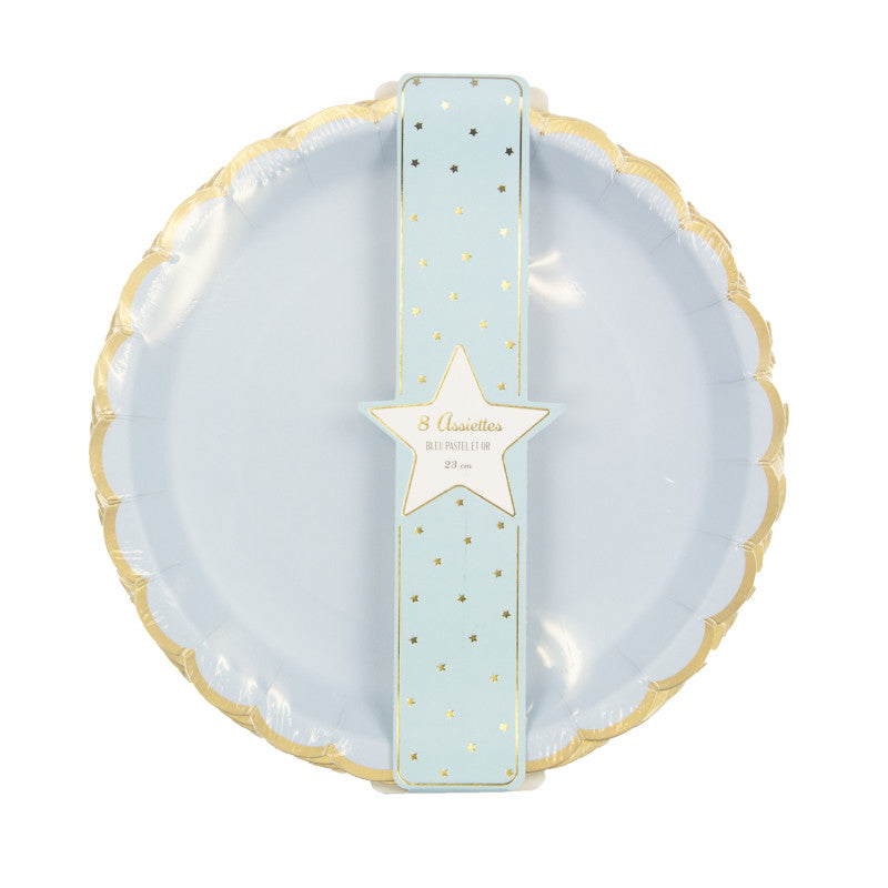 Pale Blue Scalloped Paper Plates