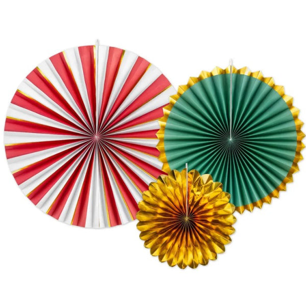 Fan Rosettes – Showtime | Paper Party Decorations (Pack of 3)