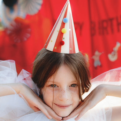 Kids Striped Party Hats with Pompoms