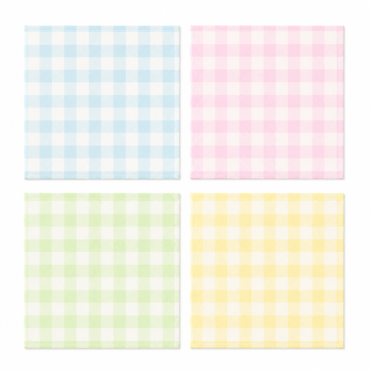 Gingham Paper Napkins in Pastel Colours - Pink, Green, Blue, Yellow