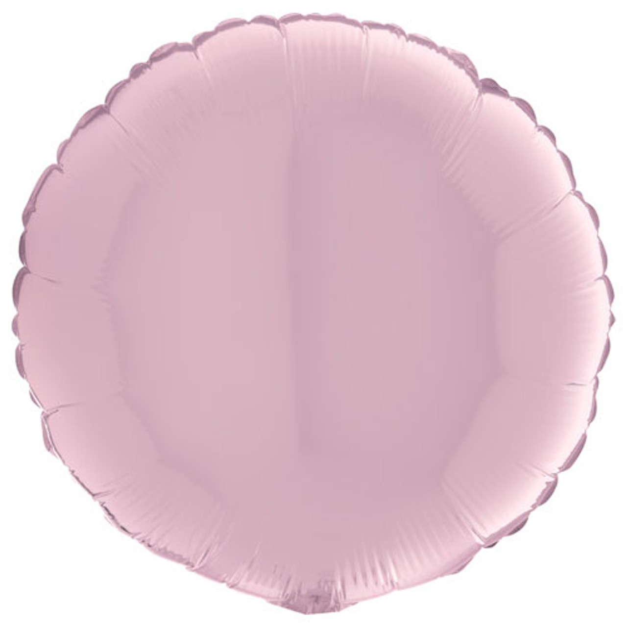 Pink round foil balloon on a white background