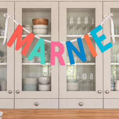 Personalised giant name banner in custom party colours
