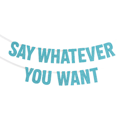 Handmade personalised banner on Turquoise Glitter card