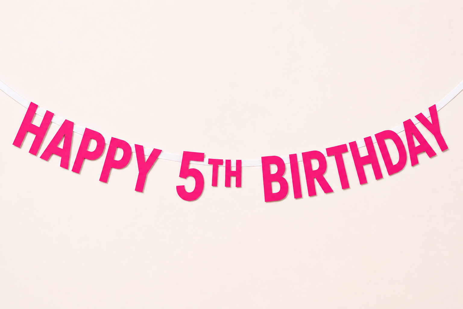 A neon pink 'HAPPY 3RD BIRTHDAY' Custom Made Personalised Banner Choose your Age