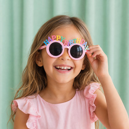 Pink Happy Birthday Sunglasses for Parties and Celebrations