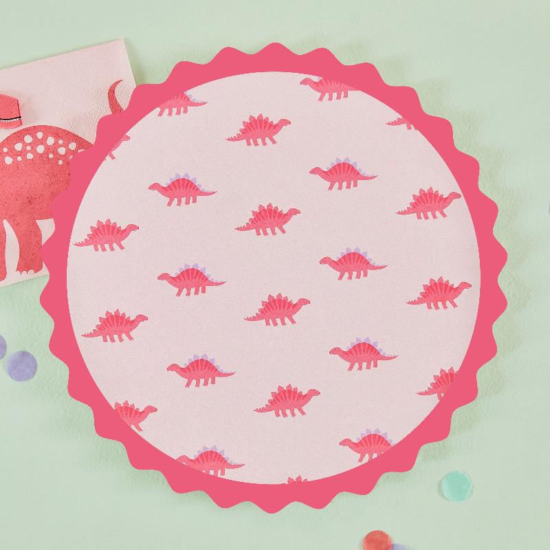 Pink Dinosaur Party Plates - Ginger Ray UK