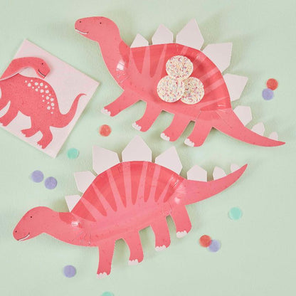 Pink Dinosaur Shaped Plates | Ginger Ray UK