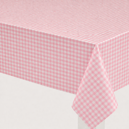 pink gingham paper party tablecloth