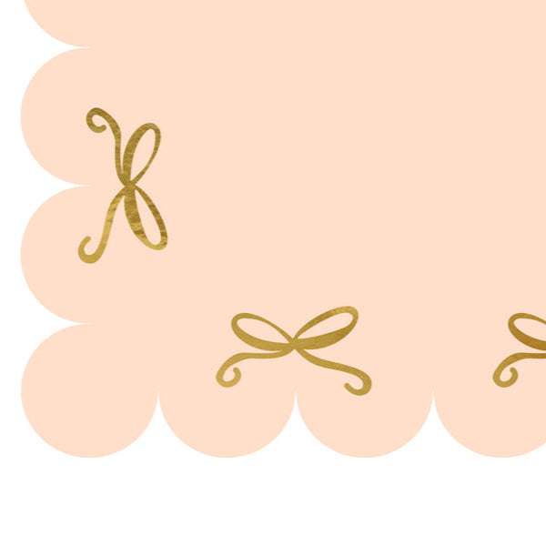 Pink Gold Bows Paper Party Tablecloth