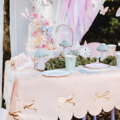 Pink Gold Bows Paper Party Tablecloth