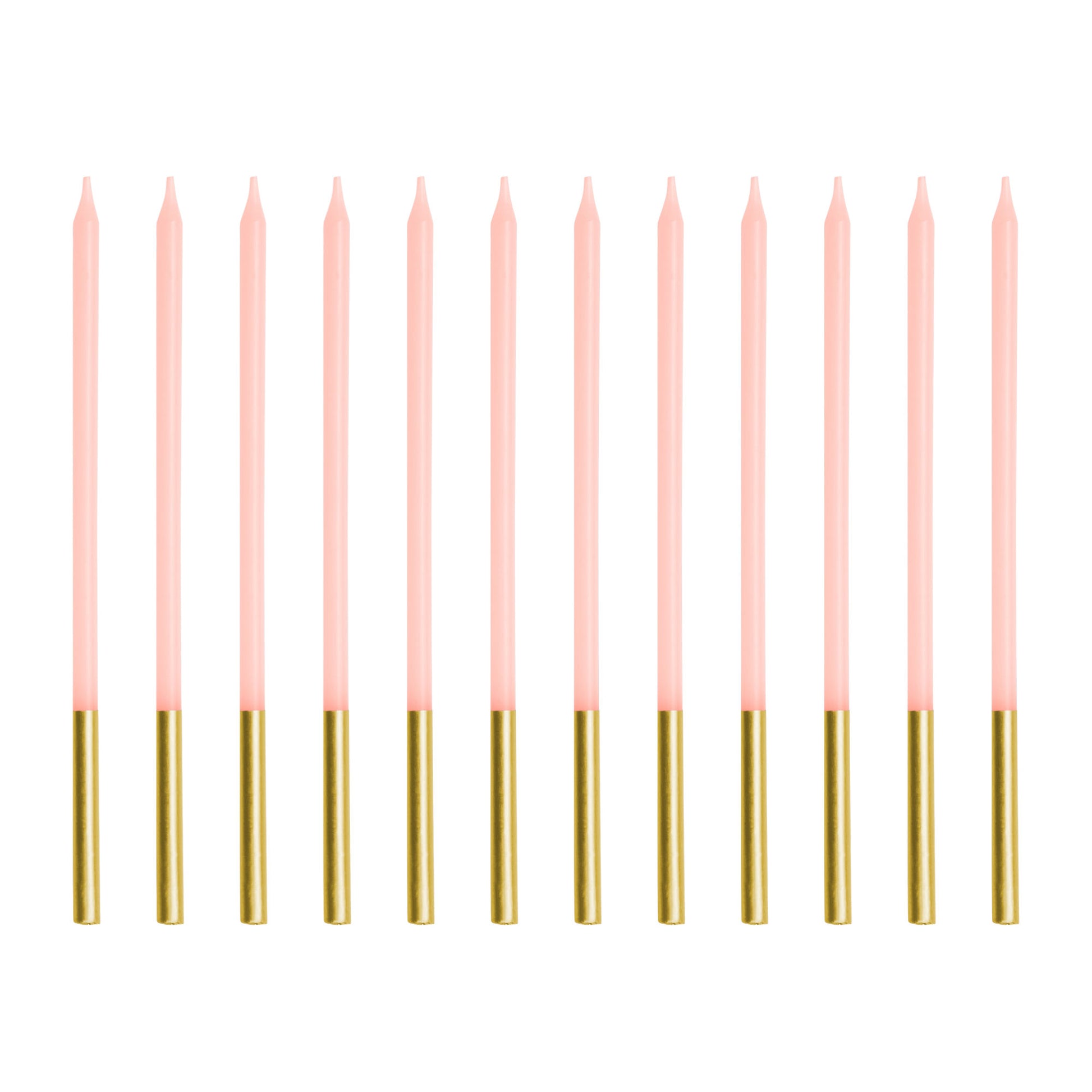 Extra Tall Pink Gold Birthday Candles | 14cm Modern Cake Candles