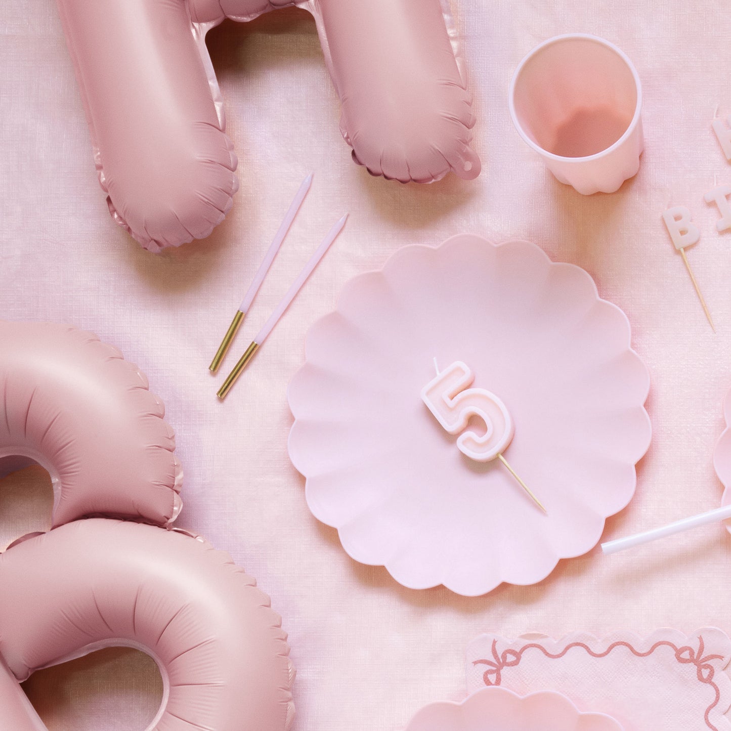 Extra Tall Pink Gold Birthday Candles | 14cm Modern Cake Candles