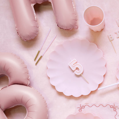 Extra Tall Pink Gold Birthday Candles | 14cm Modern Cake Candles