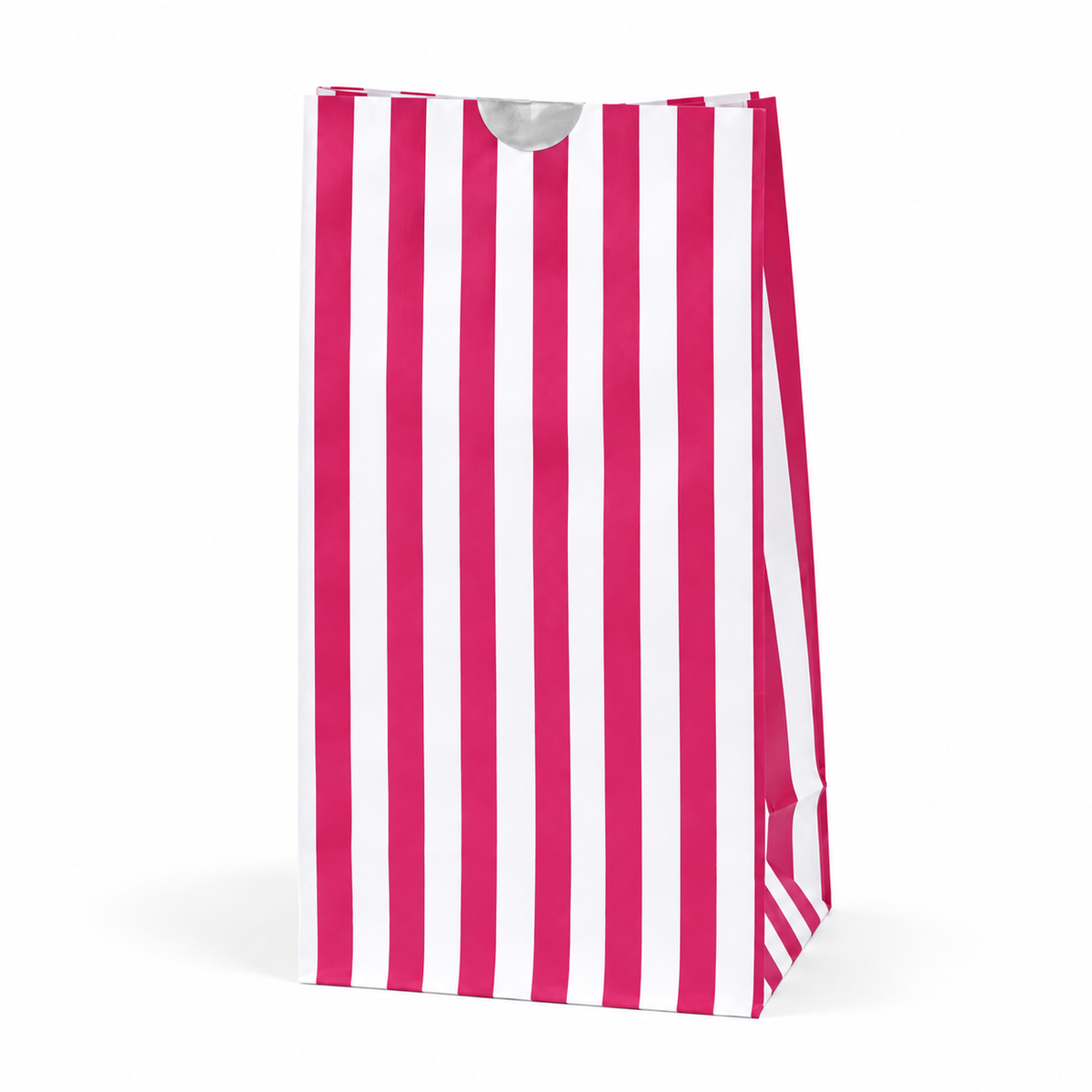 Pink and White Striped Paper Party Bags with Block Bottoms