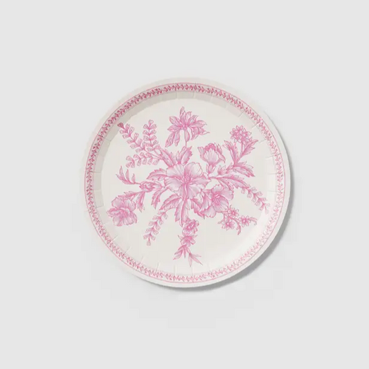 Disposable Tableware for Special Occasions | Pink Toile Paper Plates by Coterie UK