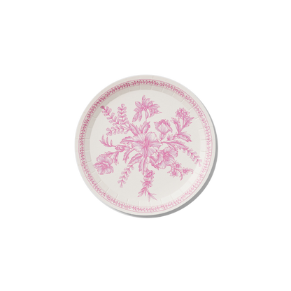 Disposable Tableware for Special Occasions | Pink Toile Paper Plates by Coterie UK