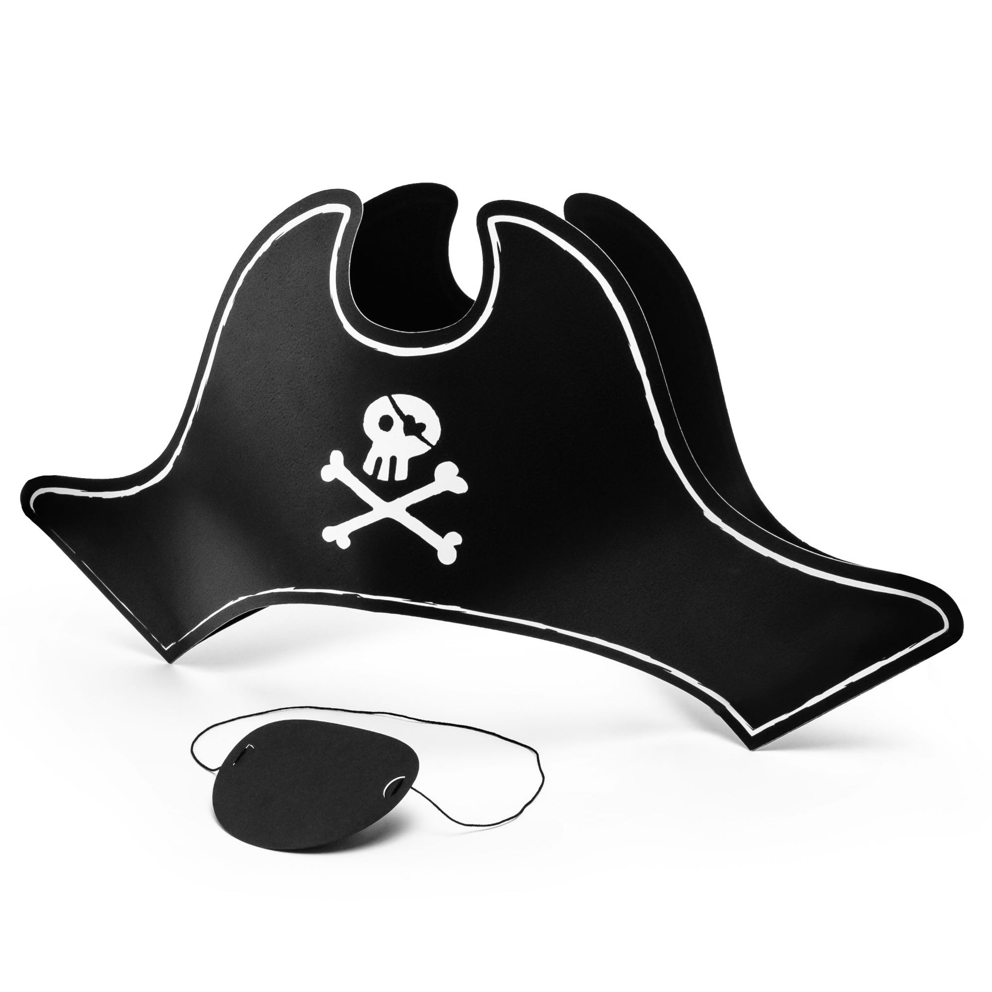 Card Pirate Hat & Eye Patch Set | Pirate Party Dress Up Accessory