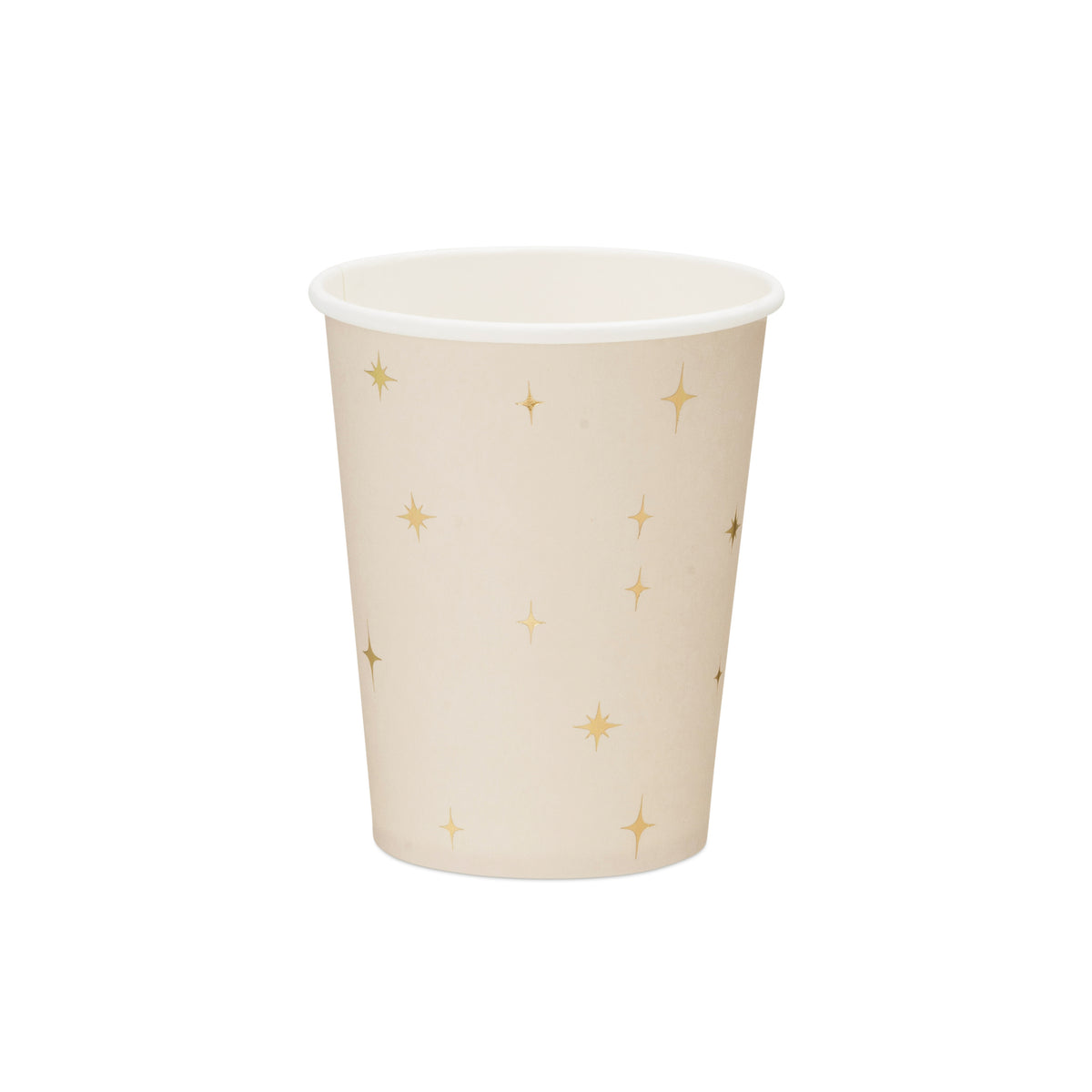 Cream paper party cups with delicate metallic gold stars