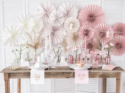 Paper Fan Party Backdrop Pinks and WHites