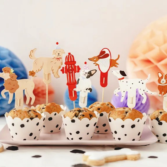 The sweetest set of cheeky puppy dog cake toppers